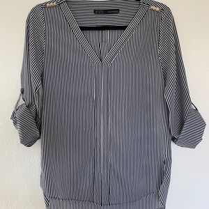 Zara top, blue/white stripe, XS